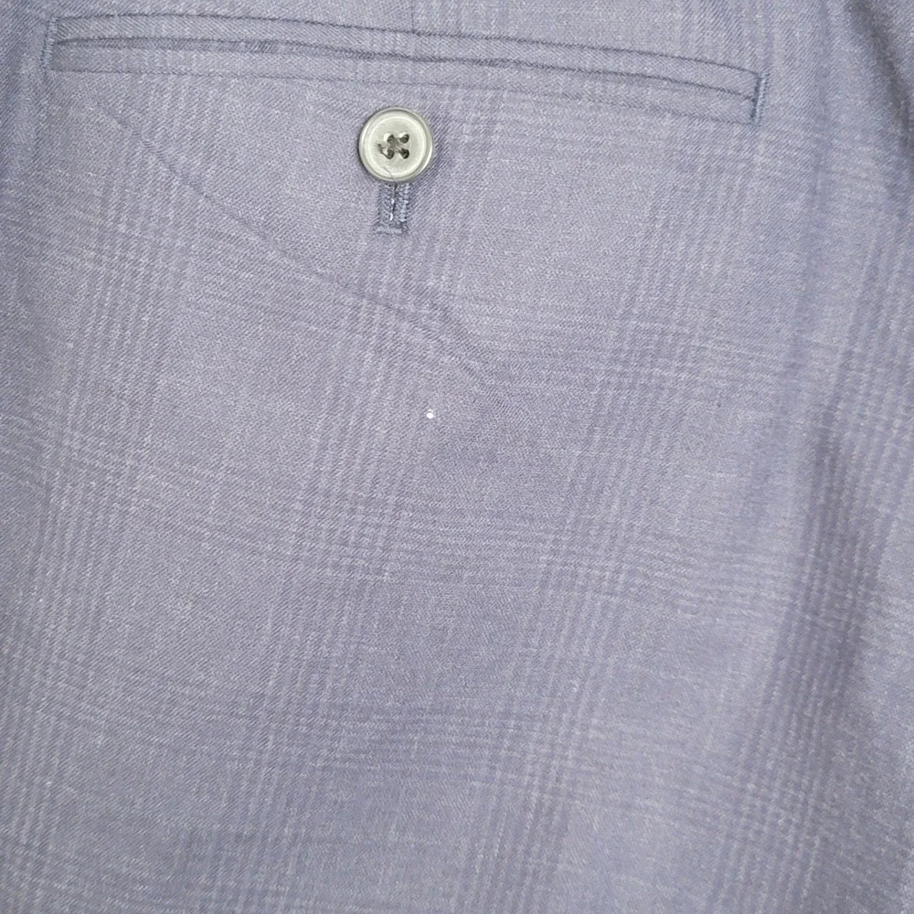 J. Crew Mens 36x32 Bedford Dress Pants Blue Plaid Cotton Flat Front